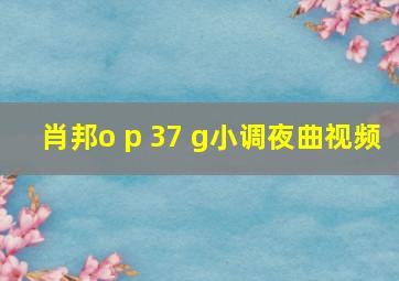 肖邦o p 37 g小调夜曲视频